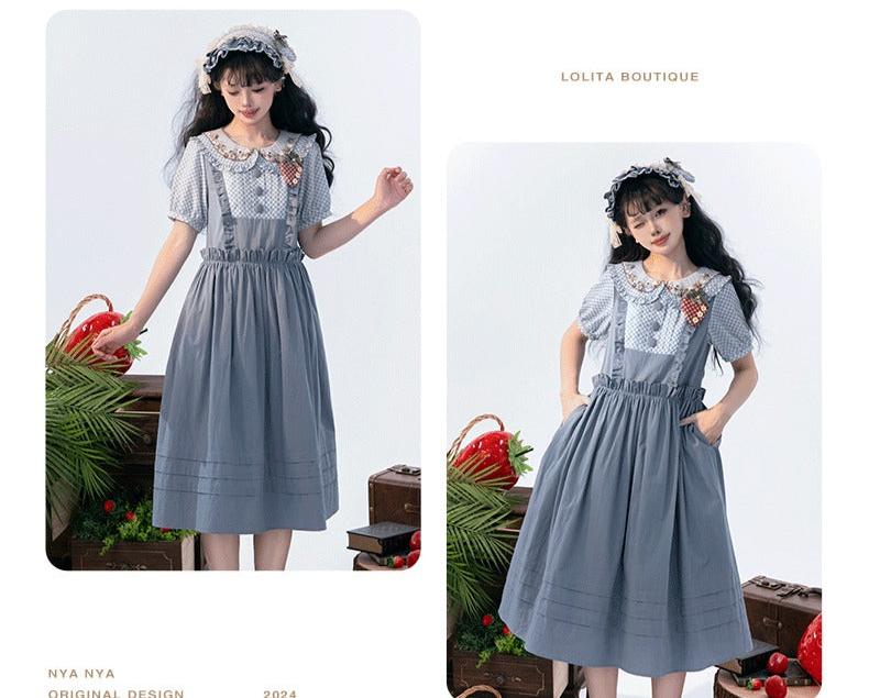 [Pre-orders available until 9/1] Strawberry Field Check x Plain Dress