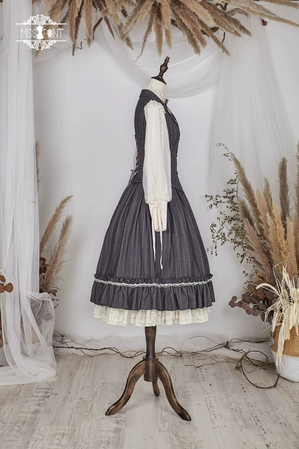 [Pre-order] British Classical Lolita Vertical Striped High Waist Skirt