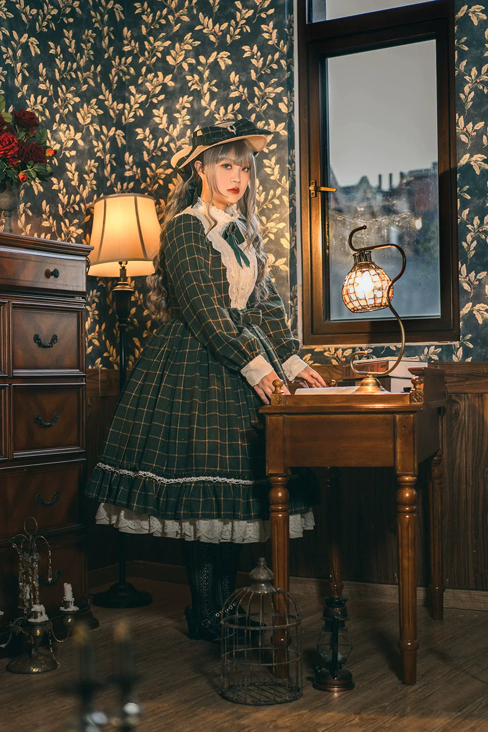 British Classical Lolita Warm Check Dress