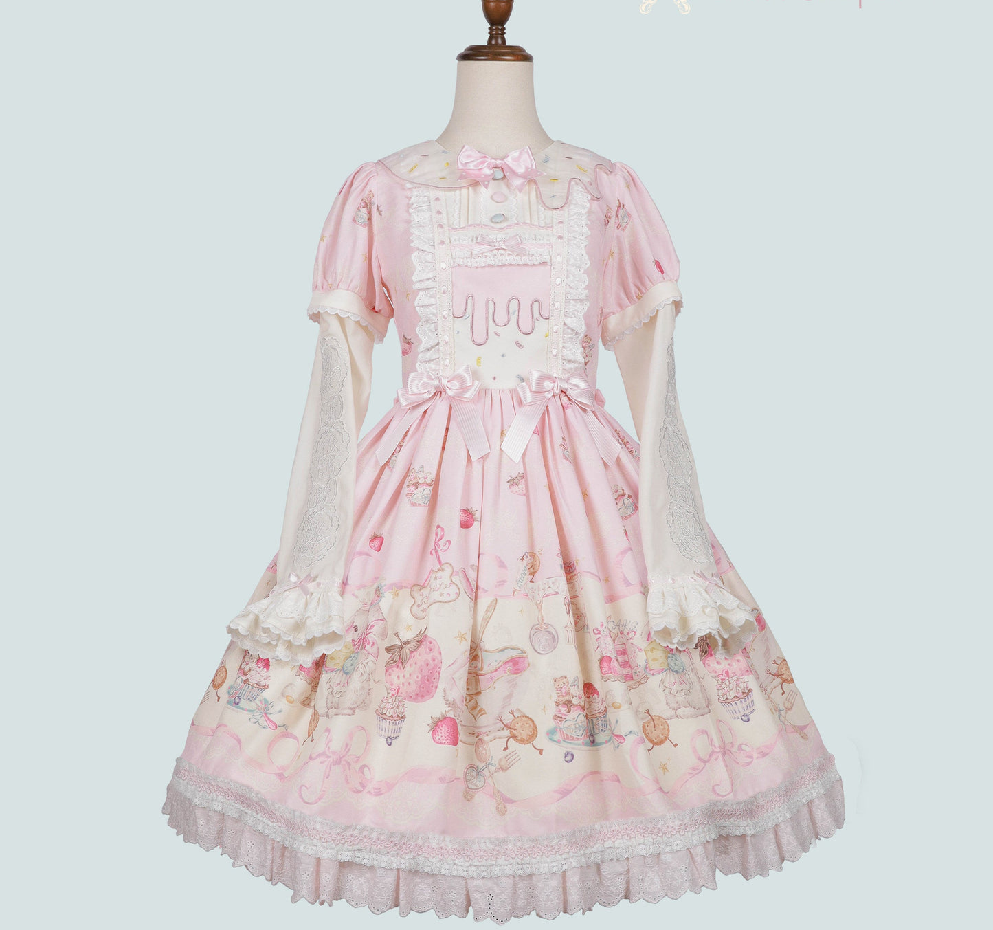 【受注予約1/7まで】Bunny Bakery 付け袖付きワンピース・コットンレースタイプ