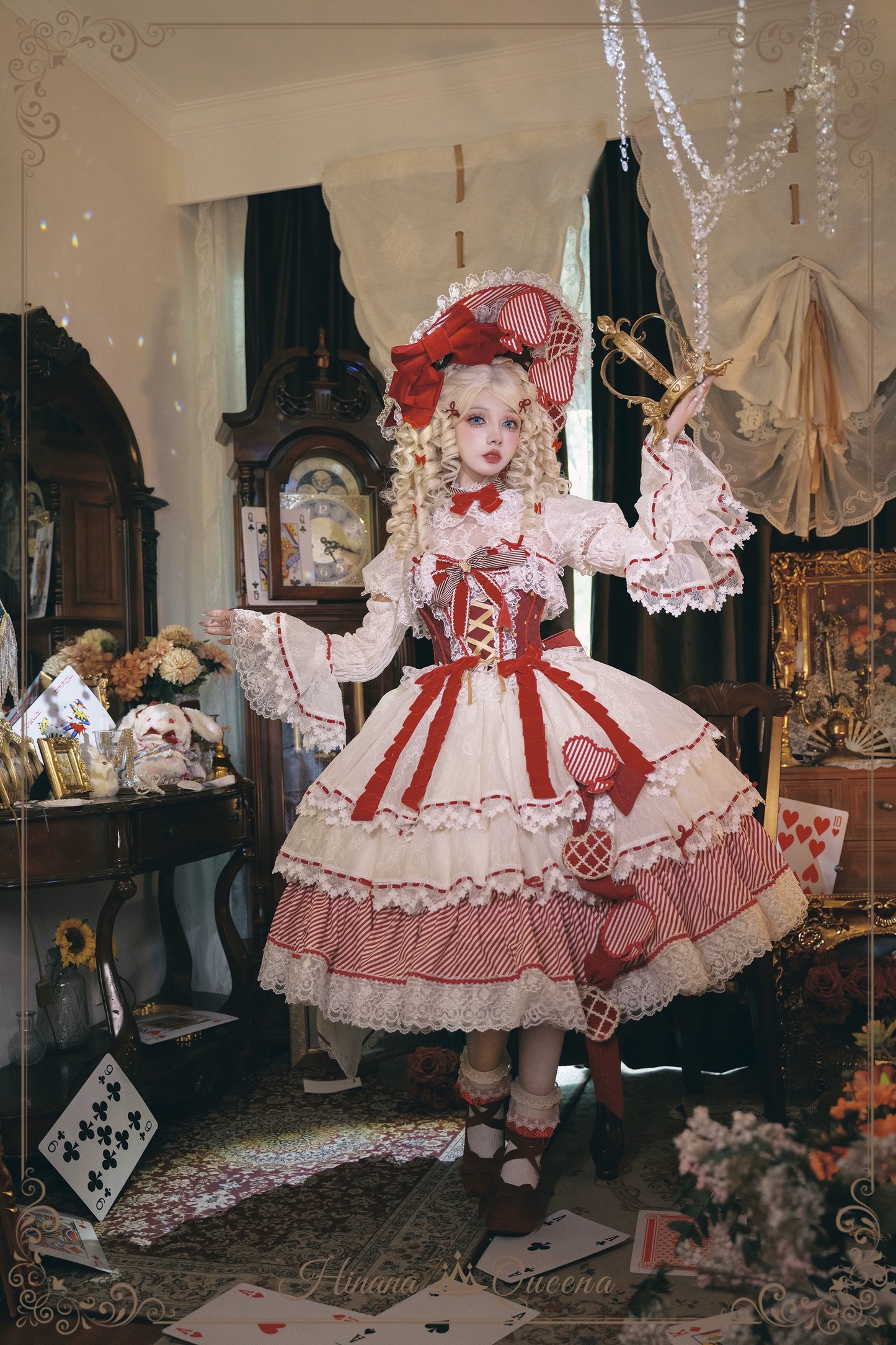 【新色・受注予約8/8まで】Dream Alice ラグジュアリーセットアップ／クイーンレッド／ロング丈