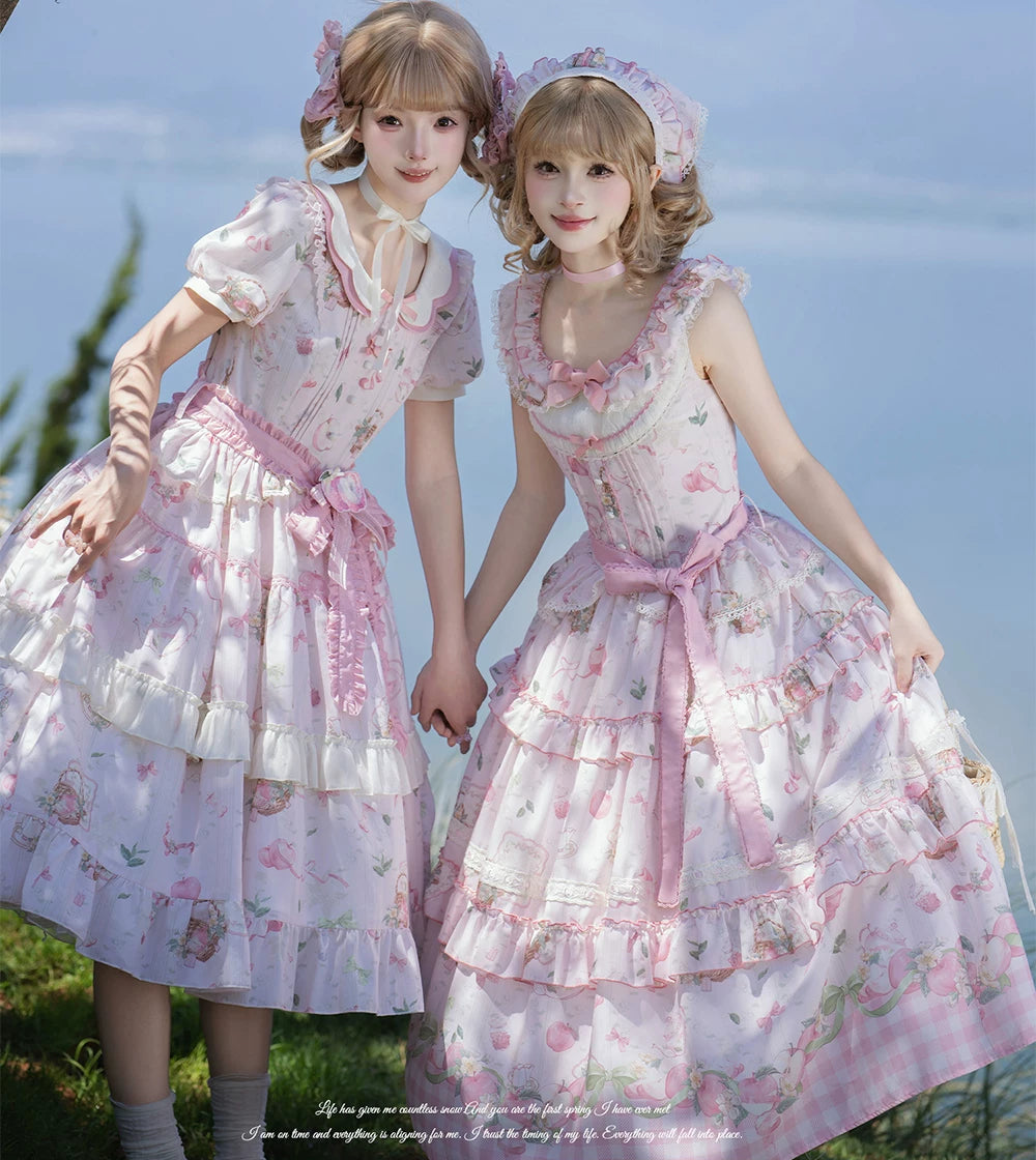 【受注予約9/2まで】Natural Apple Tea ガーデンワンピース・ピンク