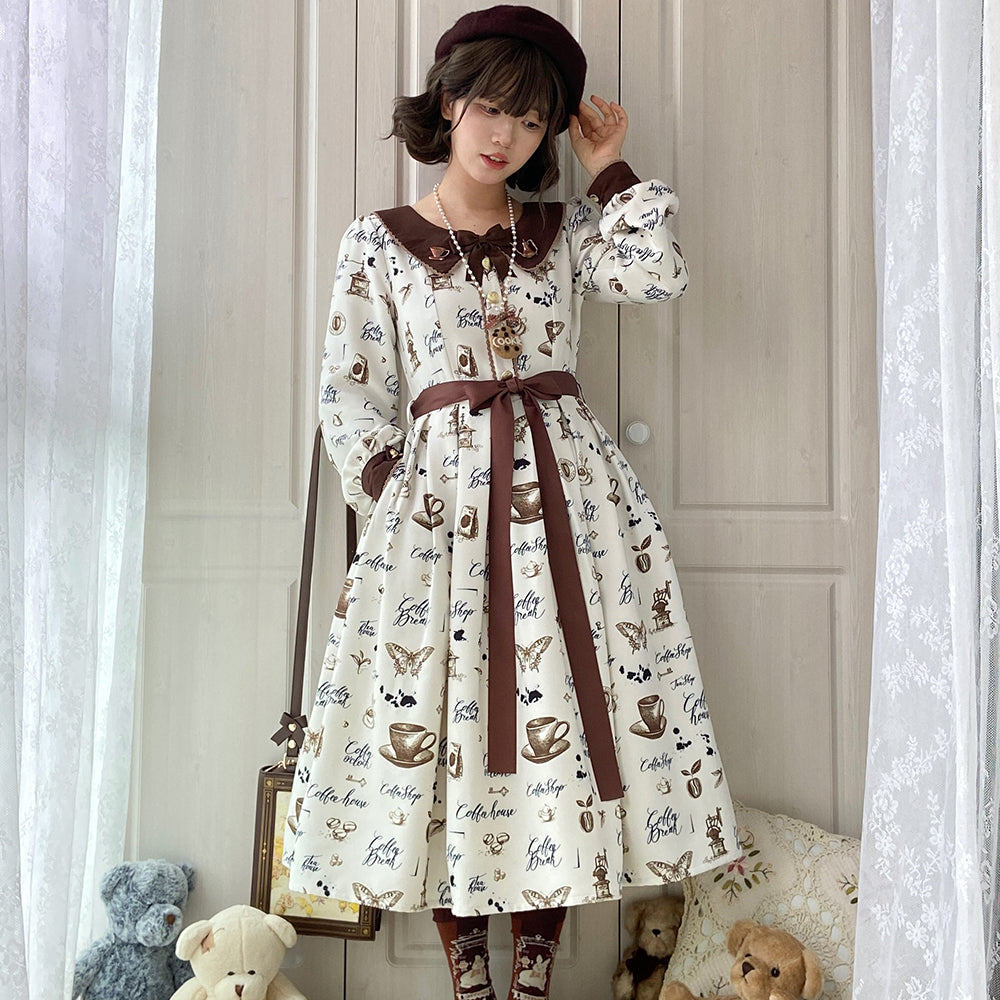 Caramel Latte Sweet Retro Girly Dress