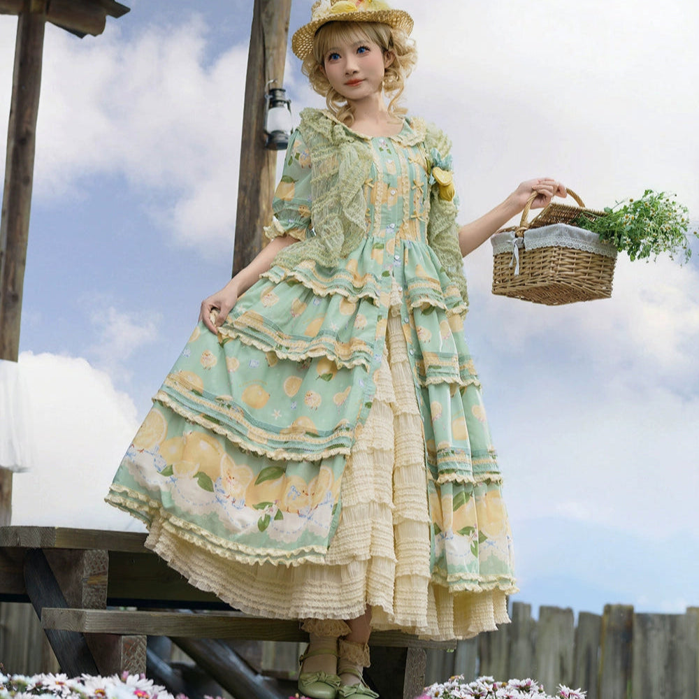 【予約販売】Lemon Sweetie プリント半袖ワンピース・ラグジュアリータイプ