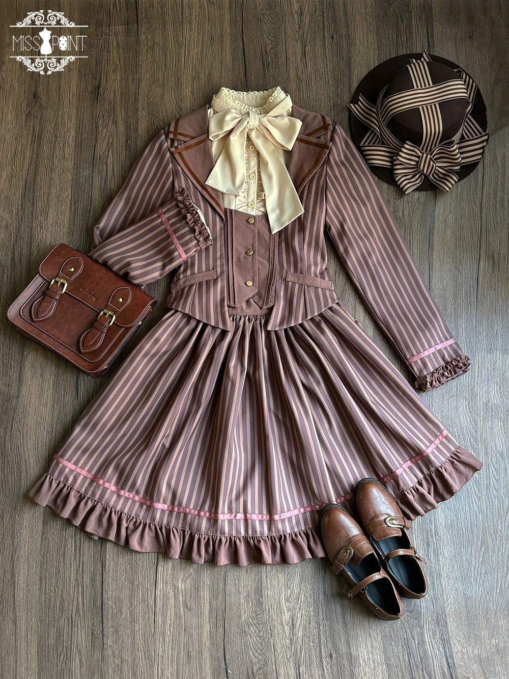 【受注予約12/4まで】Classic Chocolat Stripe ストライプスカート・ショート丈