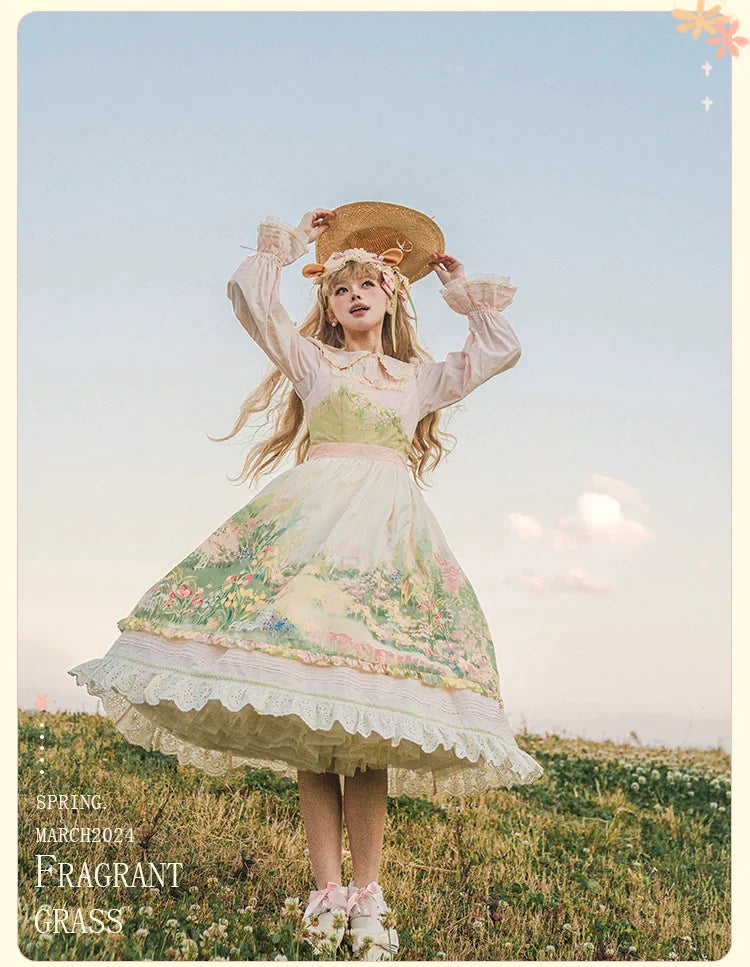[Resale/Pre-orders available until 2/12] Fragrant Grass Print Jumper Skirt