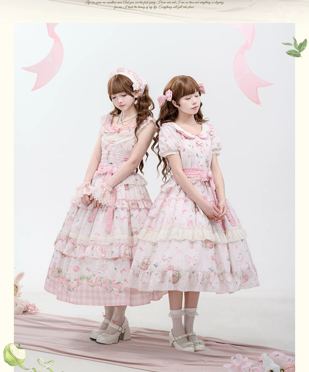 【受注予約9/2まで】Natural Apple Tea ガーデンワンピース・ピンク