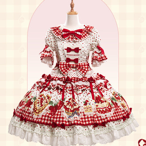 【受注予約11/18まで】Strawberry Cake Guide プリントワンピース