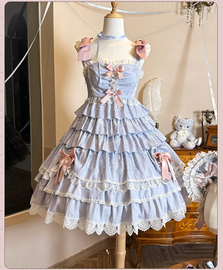 【再販・受注予約12/23まで】Lace Figure ティアードジャンパースカート