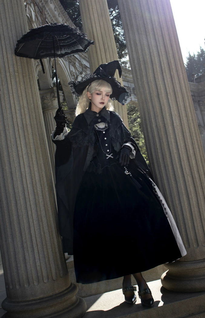 Asymmetrical design long witch dress