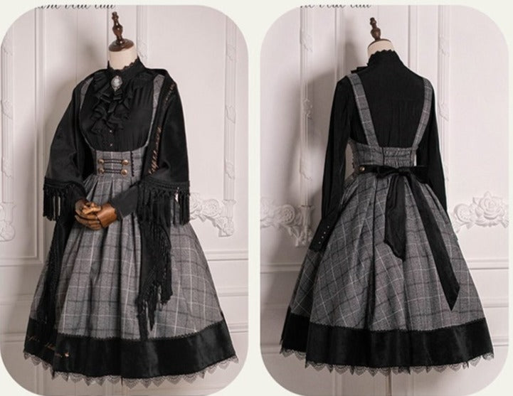 Fontainebleau checkered high waist jumper skirt