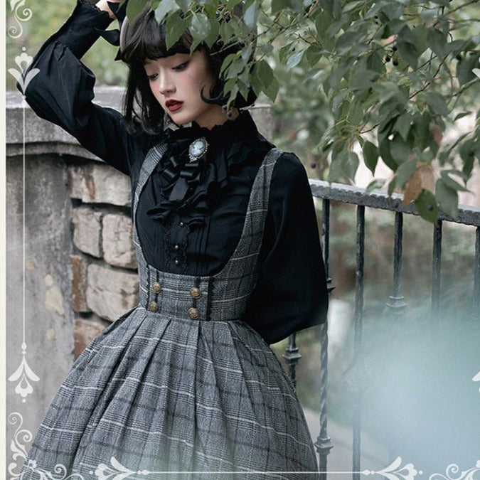 Fontainebleau checkered high waist jumper skirt
