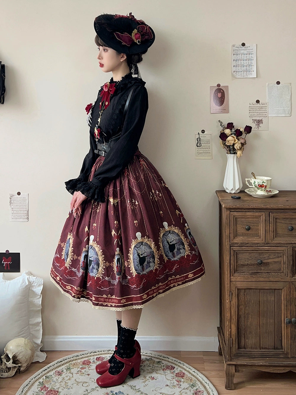 The Red Shoes Gothic Lolita Black Blouse