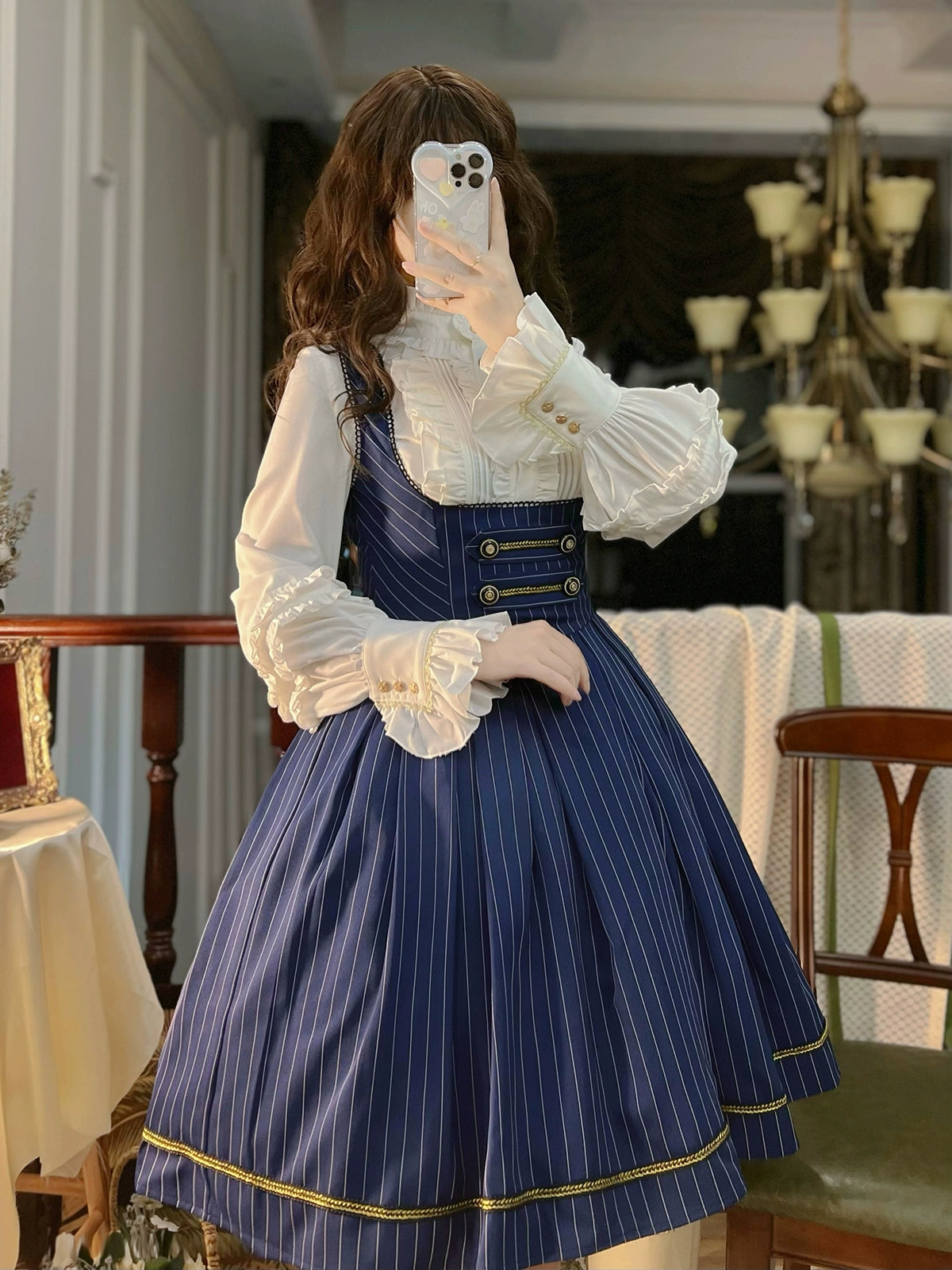 [Pre-orders available until 9/29] Bright Moon Corset Jumper Skirt Stripe [Navy]