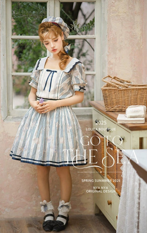 【受注予約5/13まで】Go To the Sea 刺繍ワンピース・ショート丈