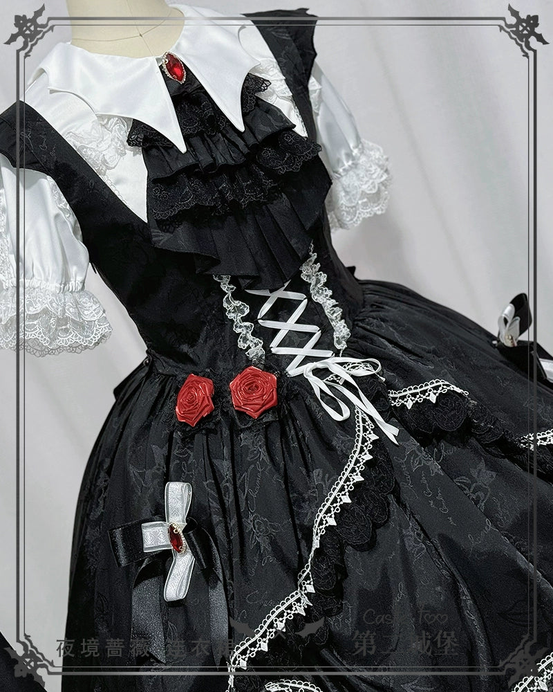 [Pre-orders available until 10/8] Rose of the Night Gothic Lolita Jumper Skirt