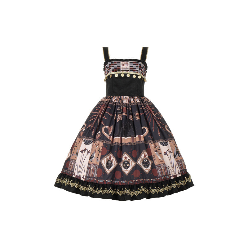 Cat God Egyptian Motif Jumper Skirt and Corset