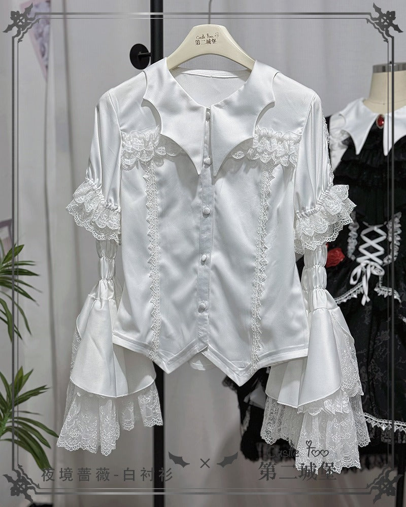 [Pre-orders available until 12/18] Cross Bone Princess Sleeve Bat Collar 2-Way Blouse