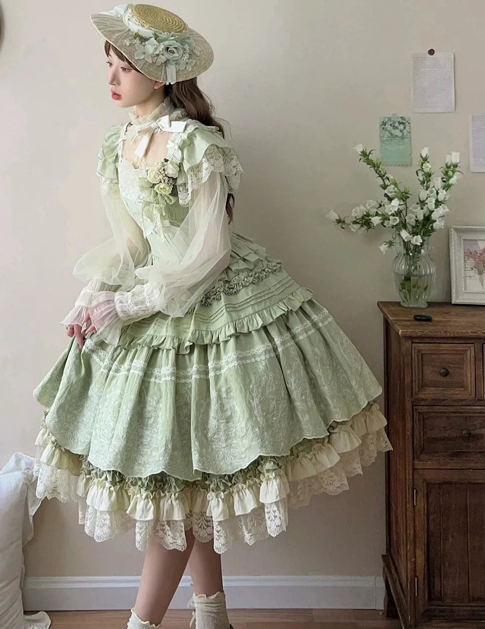 Fourteen-line poem: Lace and embroidered skirt