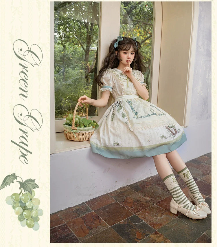 Honey Venus 白ぶどうの刺繍襟半袖ワンピース