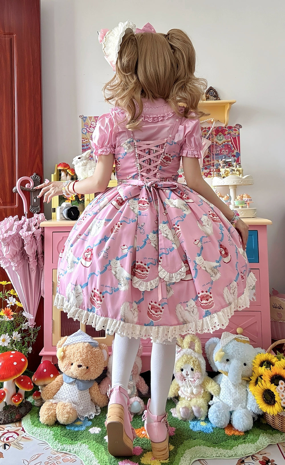 【予約販売】Sweet Cherry Cat ビブスジャンパースカート