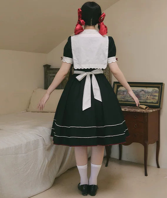 【受注予約9/8まで】Delicious Cherry ブラックワンピースとエプロン