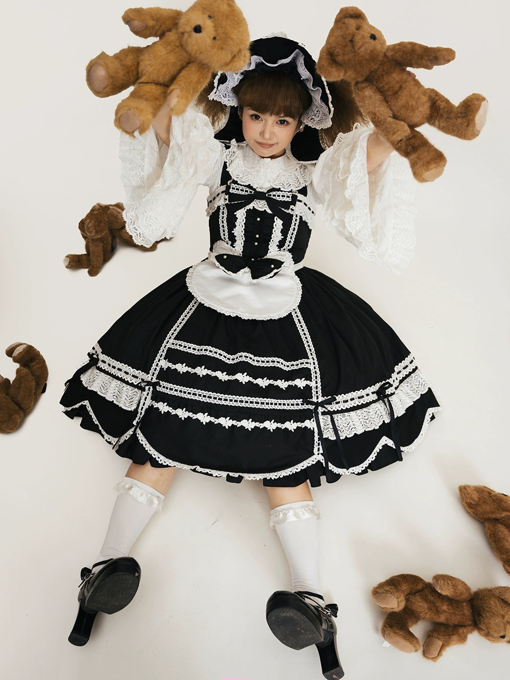 【予約販売】Antique Petal Rabbit リボンジャンパースカート
