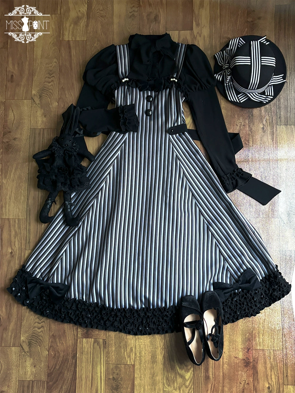 【予約販売】Classic Chocolat Stripe ストライプジャンパースカート・ロング丈