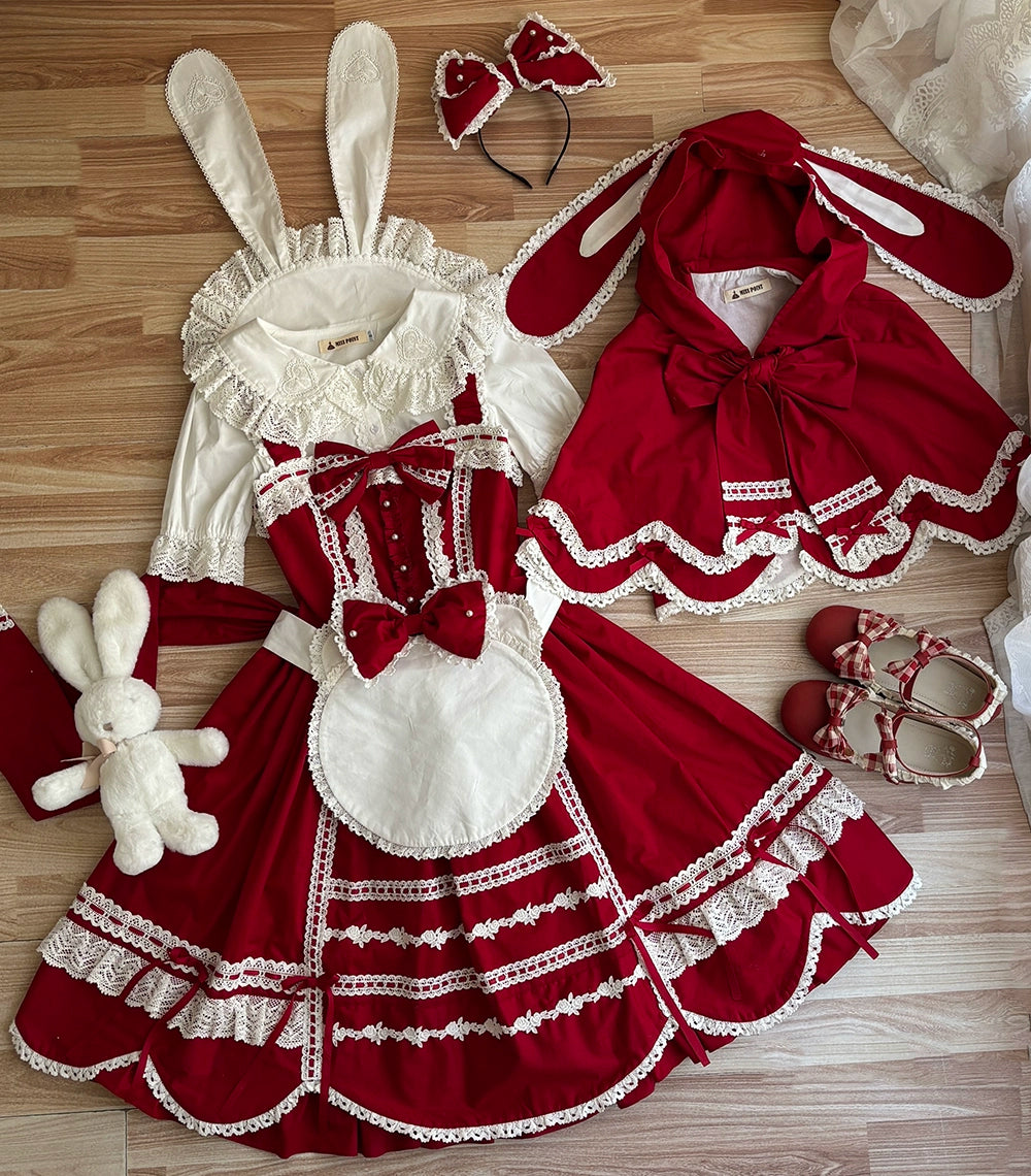 【受注予約6/12まで】Antique Petal Rabbit リボンジャンパースカート