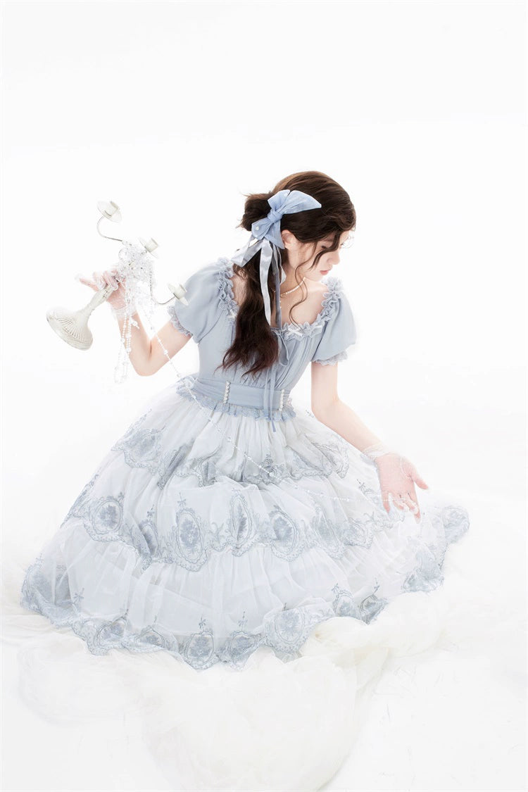Rose round window embroidery 2way dress