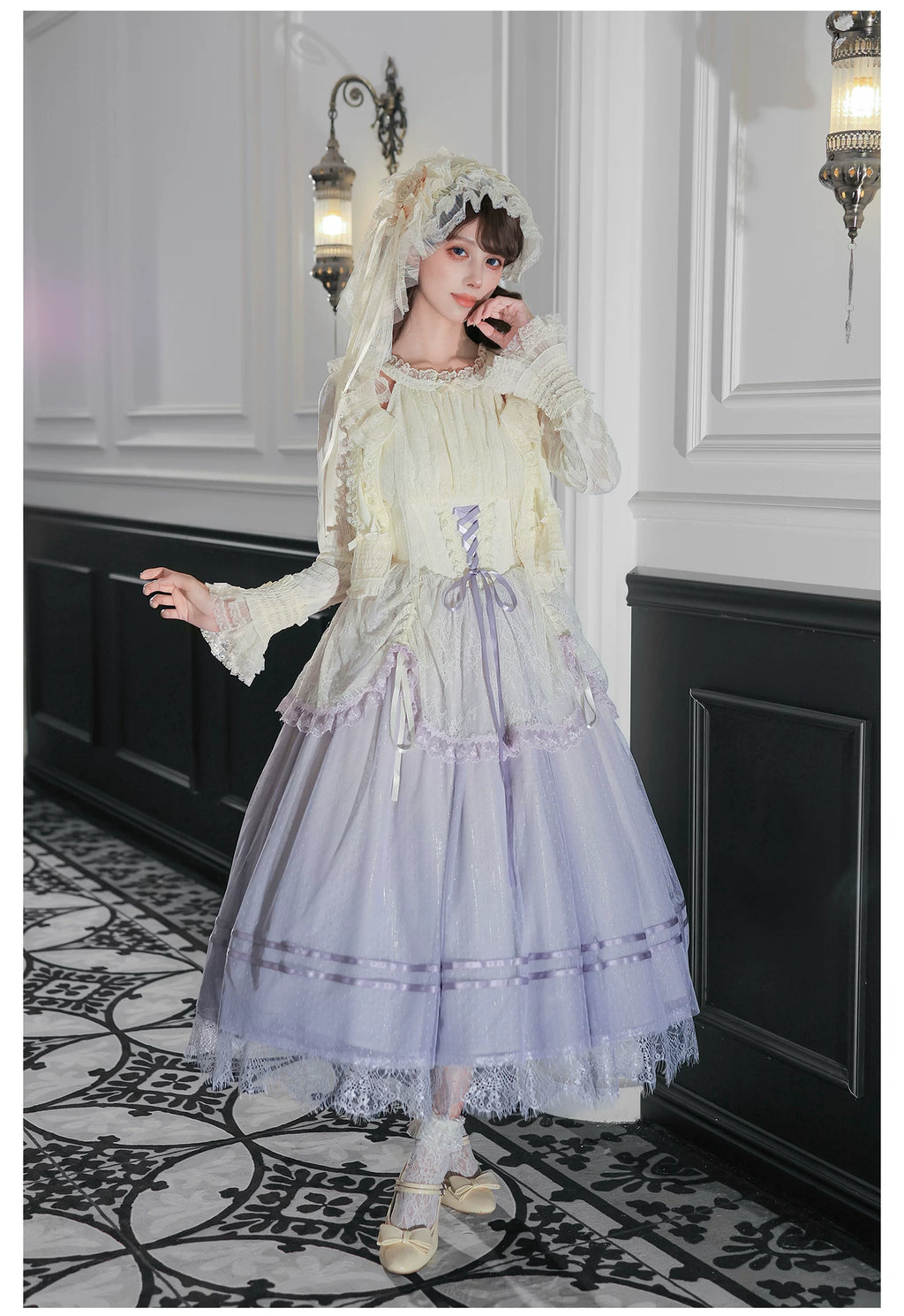 郁香 ボーンレースアップホルターネックジャンパースカート
