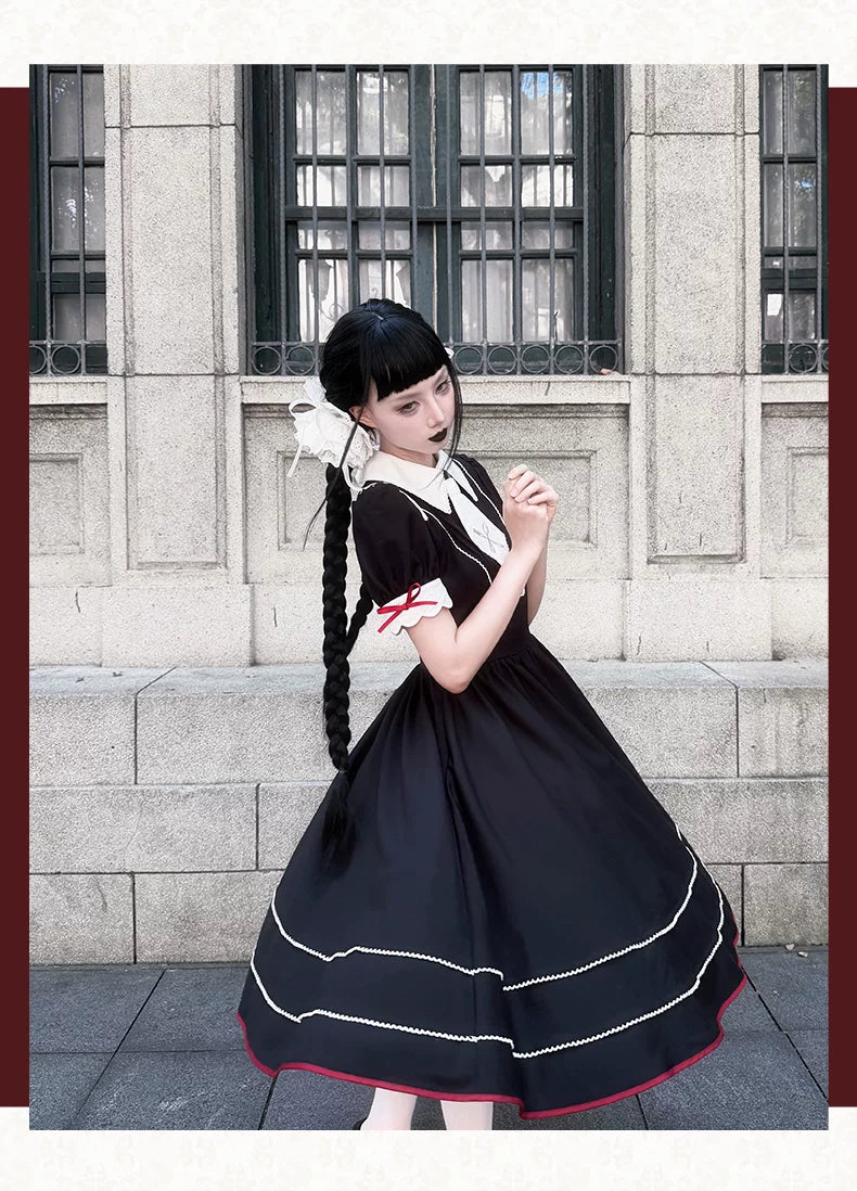 【受注予約9/8まで】Delicious Cherry ブラックワンピースとエプロン