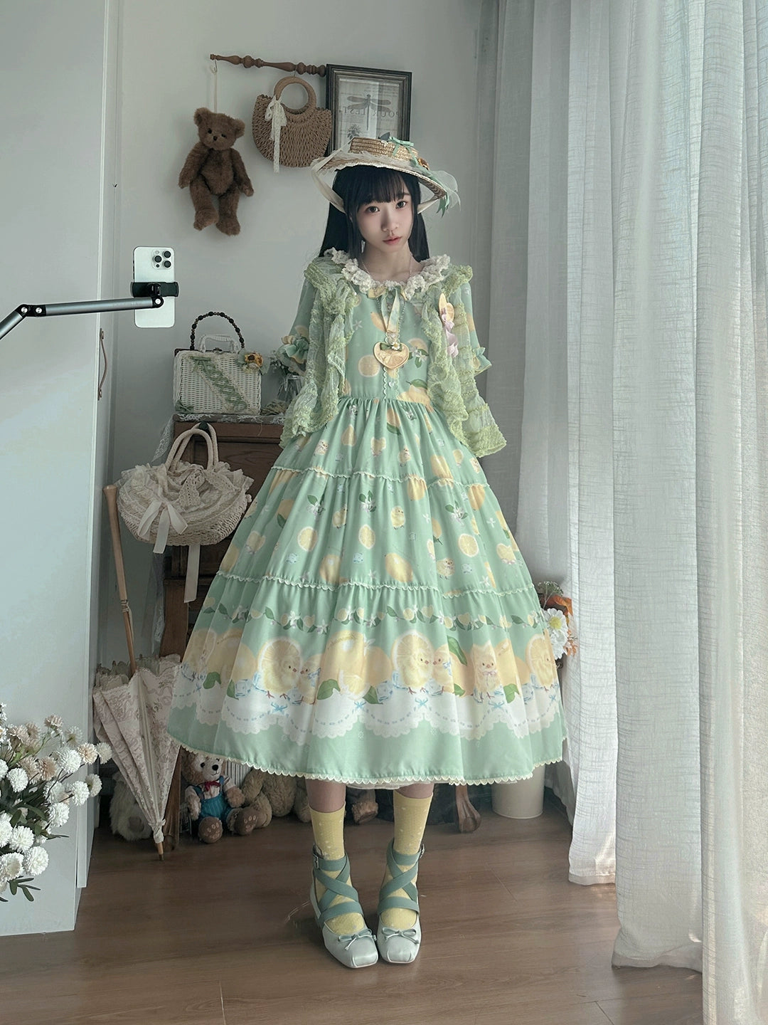 【予約販売】Lemon Sweetie プリント半袖ワンピース・デイリータイプ