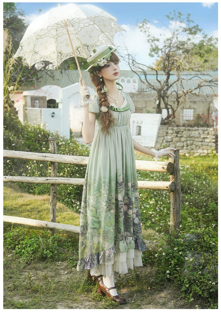 薔薇庭園 油絵プリントワンピース 単品＆セット