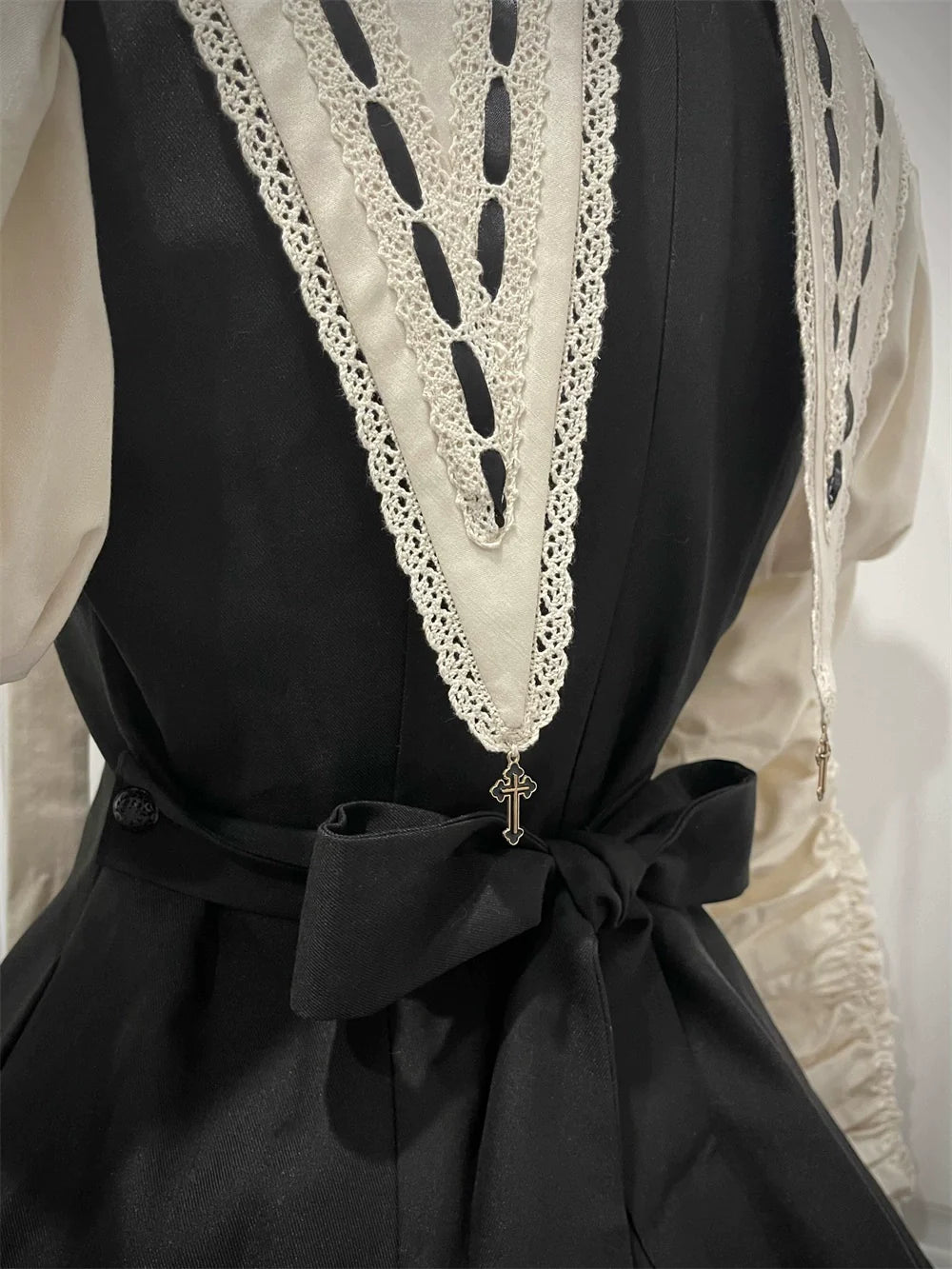 [Resale/Pre-orders until 10/16] Pray on a Moonlight Night Dress, Black x Off-White, Short Length