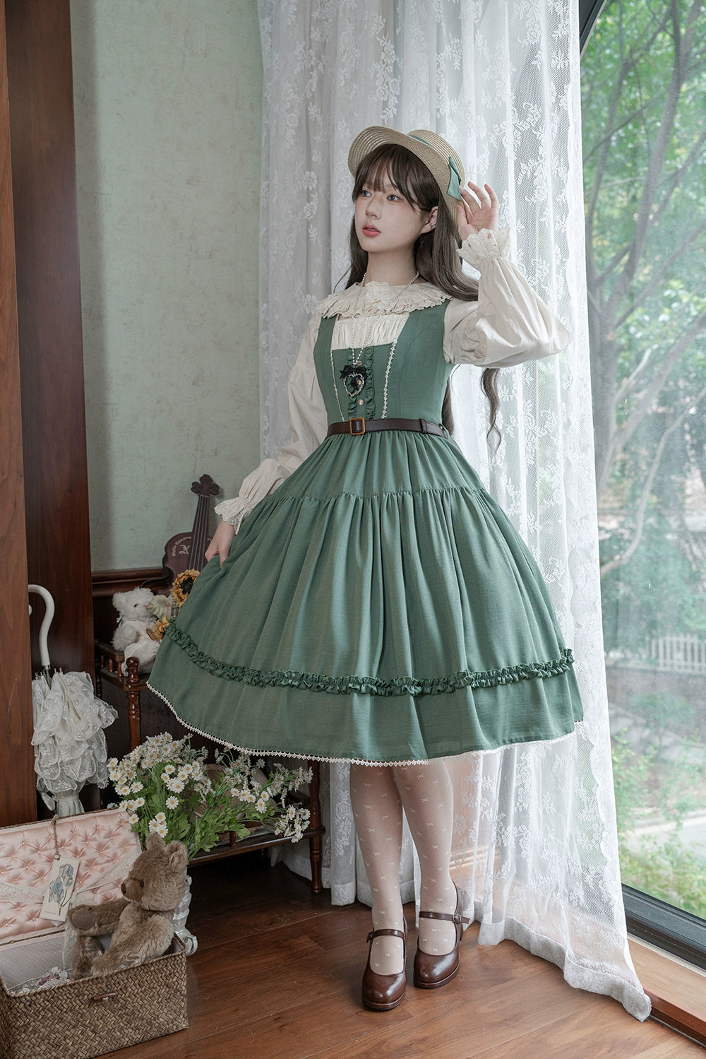 【予約販売】Sketch Wild Rose ジャンパースカート 無地タイプ