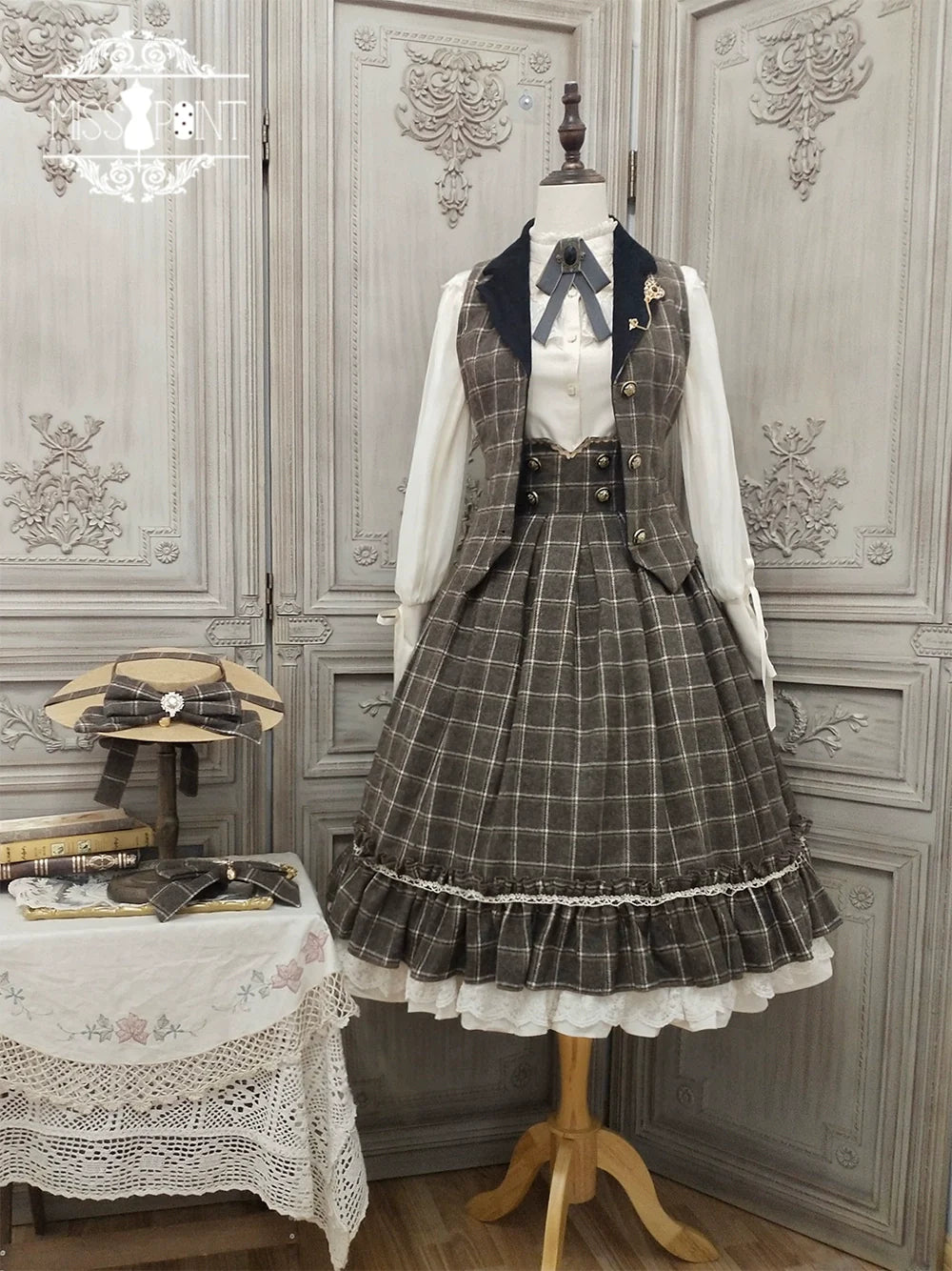 【予約販売】英国クラシカルロリィタ ウォームチェックハイウエストスカート