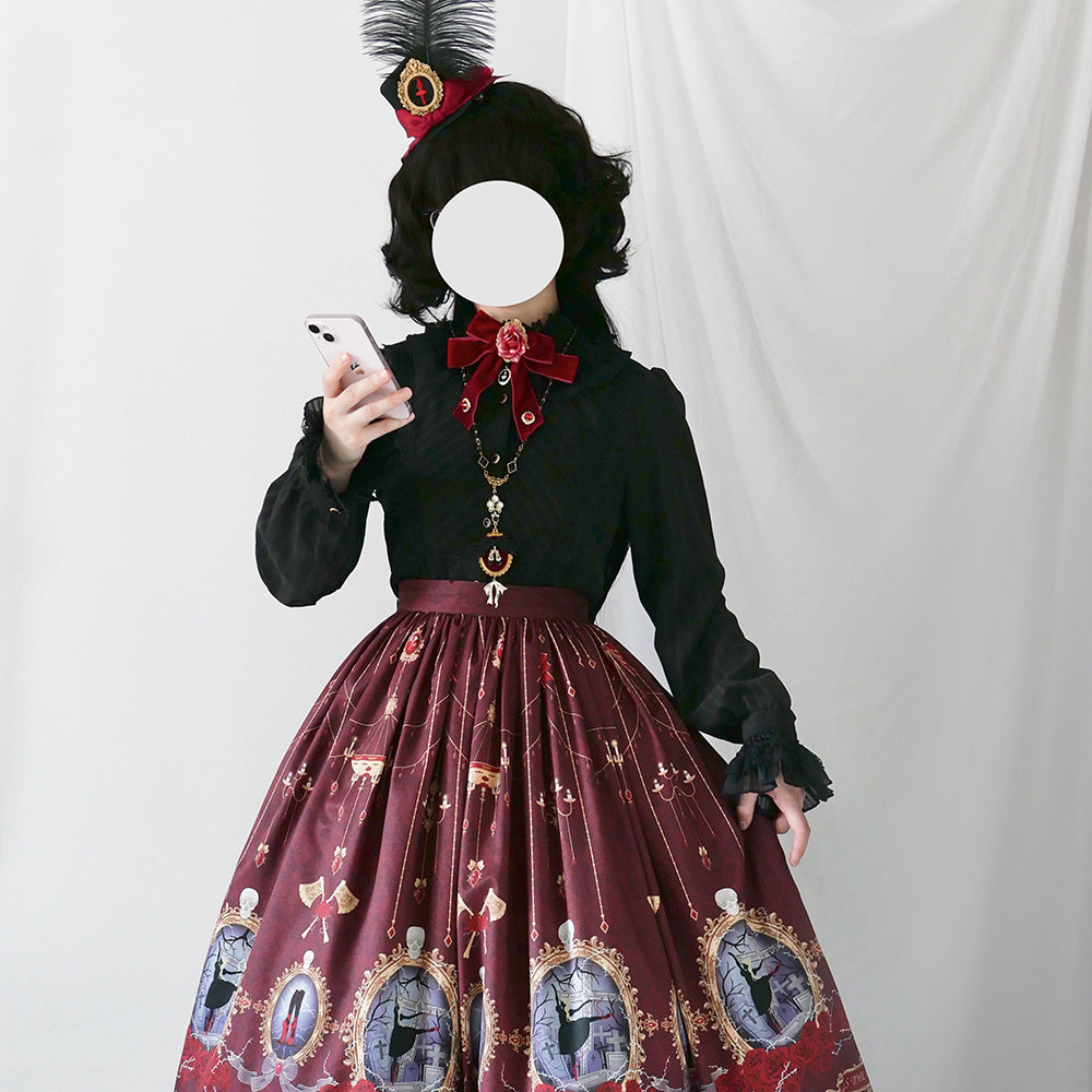 The Red Shoes Gothic Lolita Black Blouse