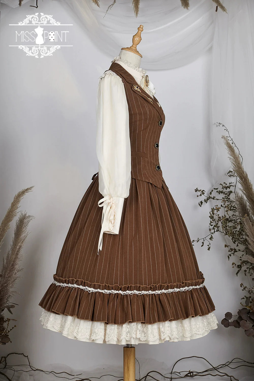 [Pre-order] British Classical Lolita Vertical Striped High Waist Skirt