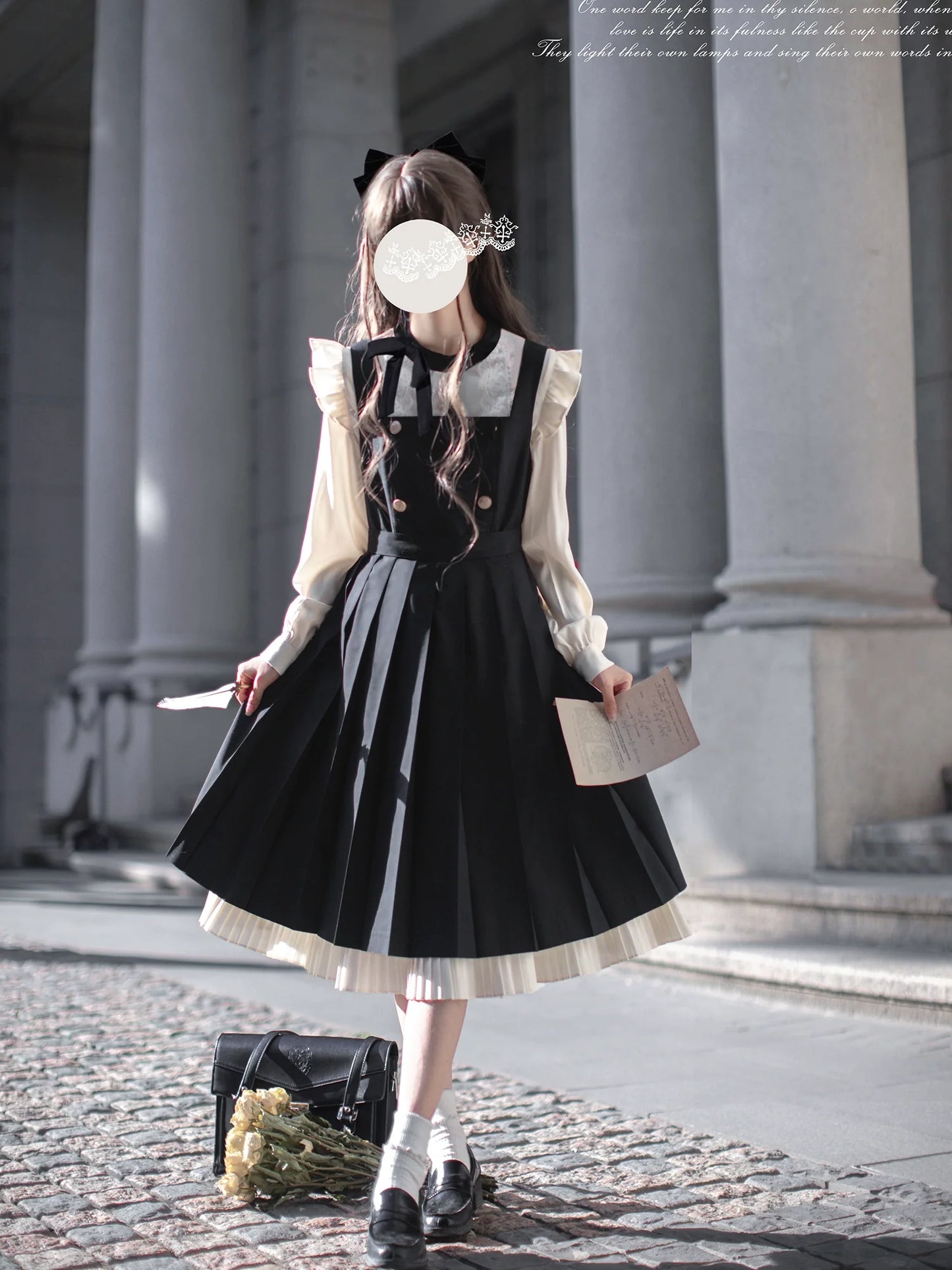 School-style classical pleated jumper skirt set