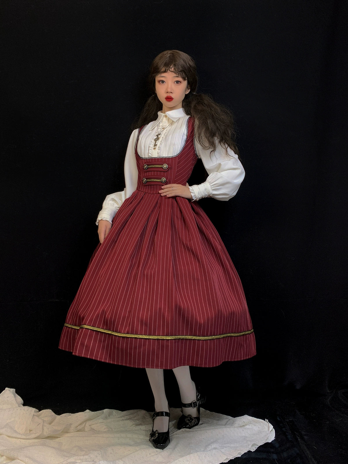 [Resale/Pre-orders available until 10/28] Bright Moon Corset Jumper Skirt Stripe [Red]