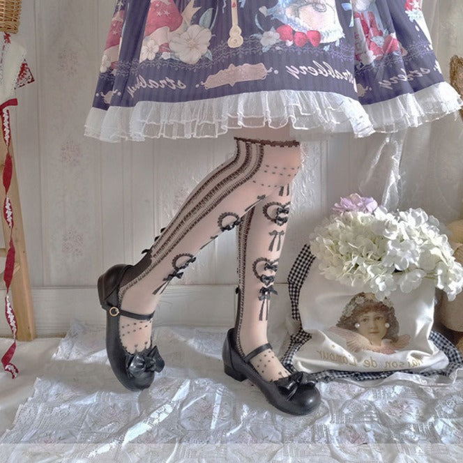 [Ready-to-Delivery] Lolita Shoes Strap Shoes with Ribbon 2.5cm Heel Black Size 34