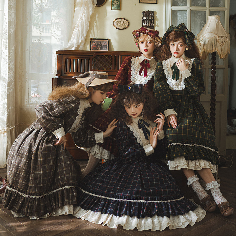[Pre-order] British Classical Lolita Warm Check Dress