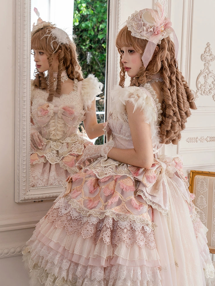 【受注予約6/18まで】Peacock Feather プリンセスドレス・ピンク