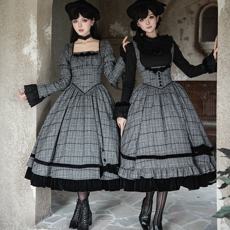 Previous Letter グレーチェックのジャンパースカート