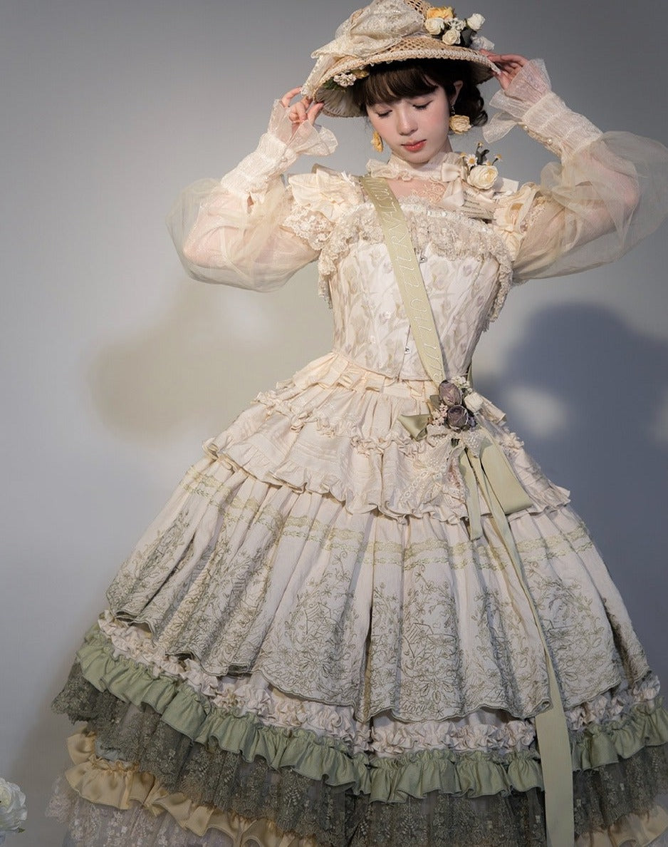 [Only available with simultaneous purchase] Fourteen-line poem sheer stand-up collar blouse