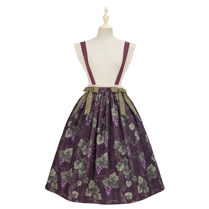 Sunny Rouge Grape pattern suspender skirt