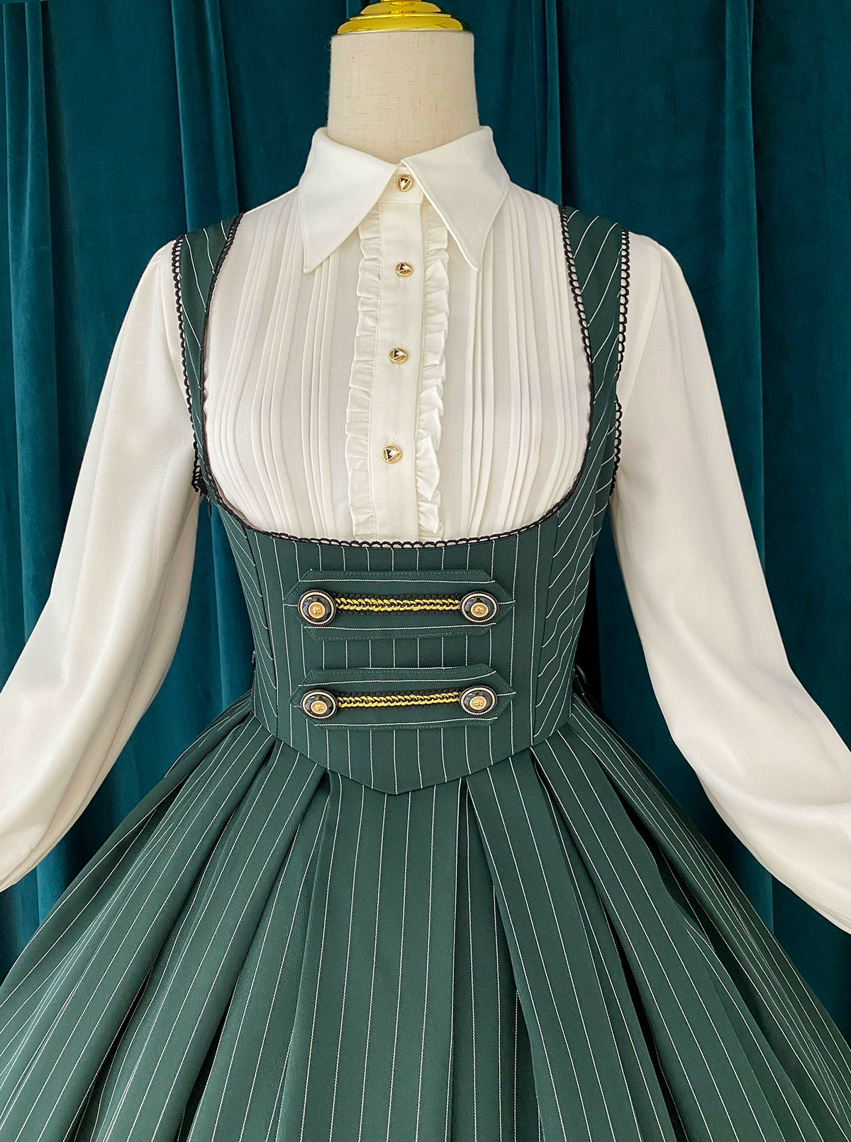 [Pre-orders available until 9/29] Bright Moon Corset Jumper Skirt Stripe [Green]