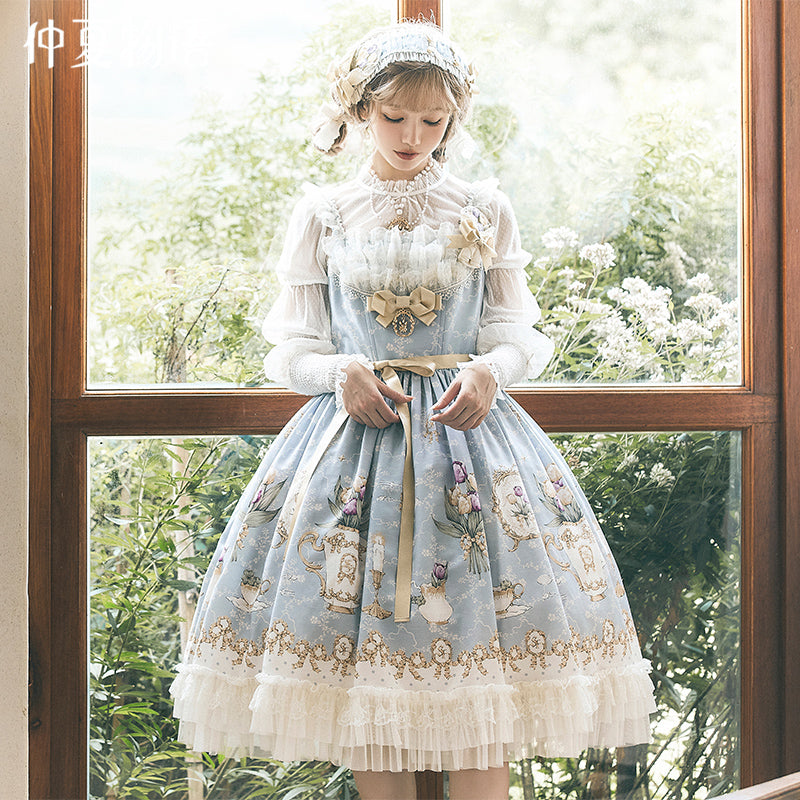 Tulip Tea Party レースとフリルのジャンパースカート