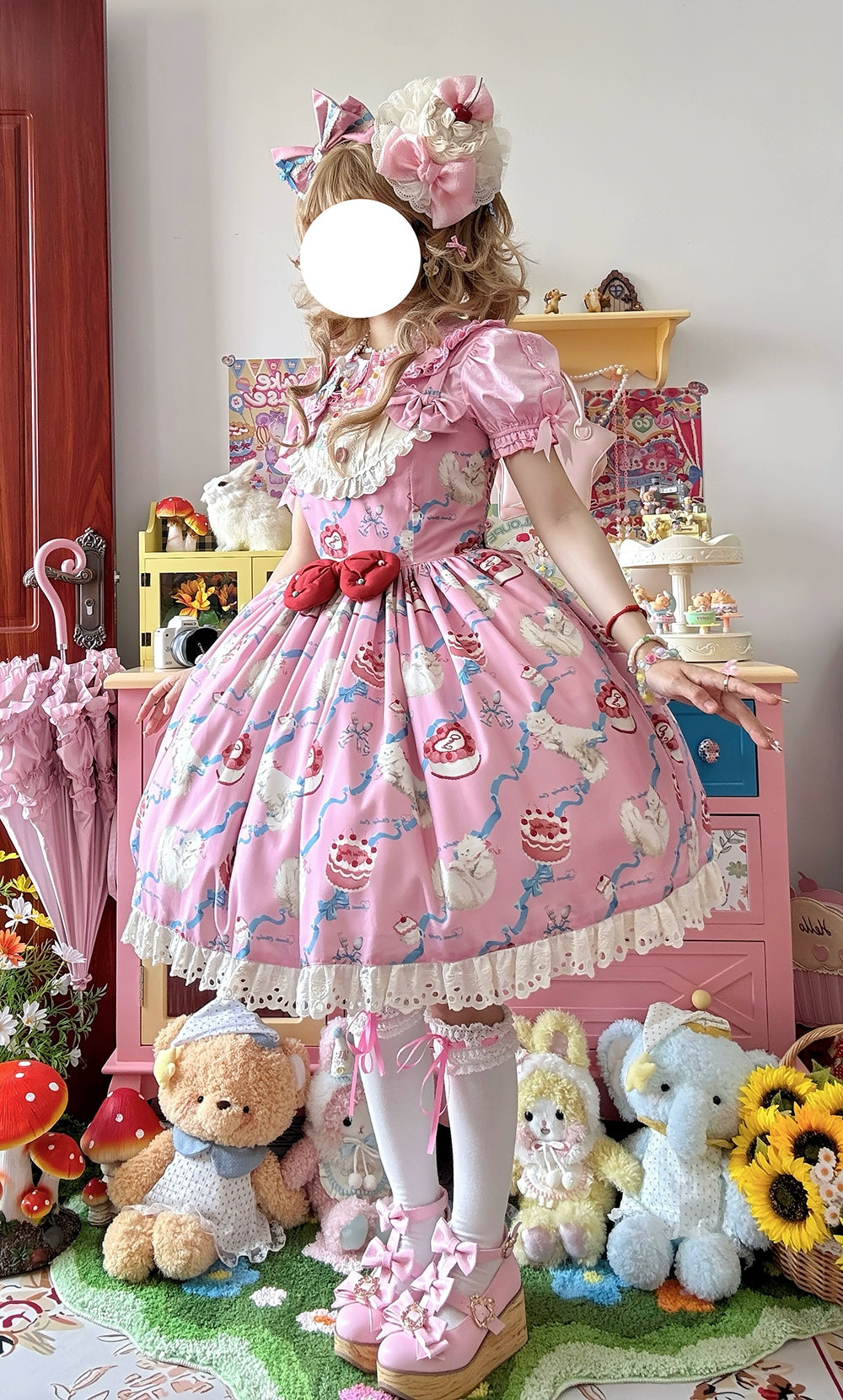 【予約販売】Sweet Cherry Cat ビブスジャンパースカート